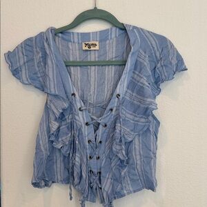 Show me your MuMu Blue Plaid Ruffled Blouse